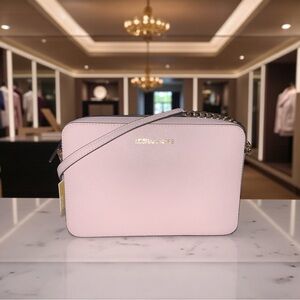 Michael Kors Jet Set Large Blush Leather Crossbody Bag